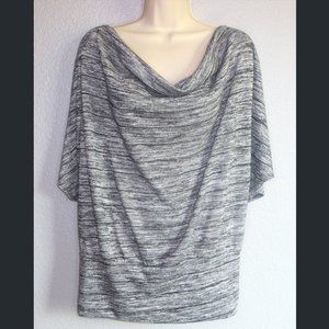 Gray Metallic Cowl Neck Dolman Stretch Tunic 3X